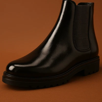 Paul Green Balboa Chelsea Boots Women’s 7.5 Black Patent Leather Ankle Shoes - Image 1 of 3