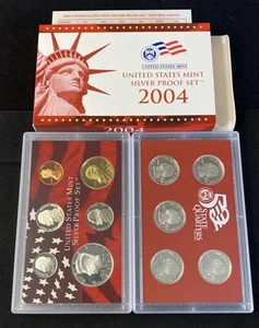 2004-S 90 % Silver 11 Coin Proof Set United States Mint OGP & COA Cracked Case - Picture 1 of 2