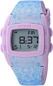 Needs Battery Guess Digital Purple Silicone 35mm Rectangle Women's Watch U0943L3 - Picture 1 of 2