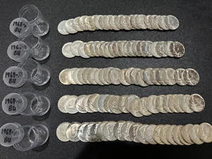 (100) 1969 & 1968 US MINT SILVER KENNNEDY HALF DOLLARS, all BU/MS coins!!!! - Picture 1 of 11