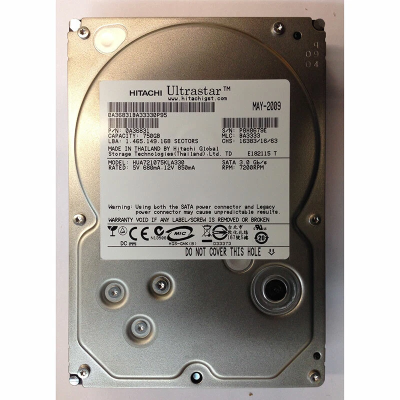0A36831 - Hitachi 750GB 7200 RPM SATA 3.5" HDD - Image 1 of 1