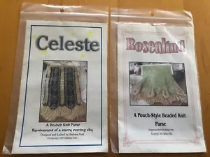 Lot of 2 Barbara Pratt Beaded Knit Purse Patterns Celeste & Rosalind - Picture 1 of 2