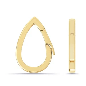 14K Gold Teardrop Charm Enhancer Connector Charm Clip Holder Gold Link Lock - Picture 1 of 7