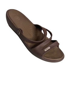 Crocs Patricia Slip On Brown Slide Comfort Wedge Sandals Women's 8