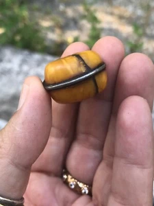 (B) Repaired antique Berber Amber Bead Silver Morocco #2 - Picture 1 of 7