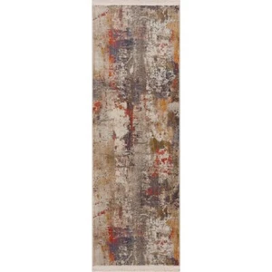 2' X 6' Gray Abstract Distressed Runner Rug - Picture 1 of 1