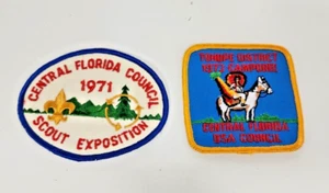 Lot of 2 Vintage South Florida Council BSA Boy Scout Exposition Patch 1971 1973 - Picture 1 of 7