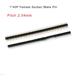 2.54mm 1x40P PCB Single Row Straight Round Socket Pin Headers Male/Female Strip - Picture 1 of 8