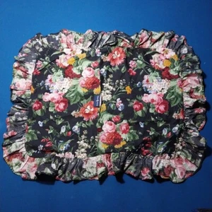 Ralph Lauren Isadora Black KING Ruffled Pillow Sham A+ Condition Floral 20"x26" - Picture 1 of 9