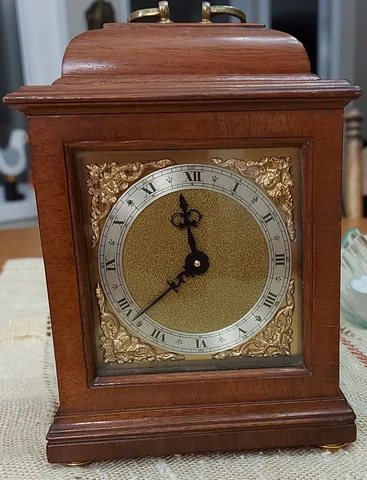 Great Little Imhof Mantel Clock, Mahogany Cover
