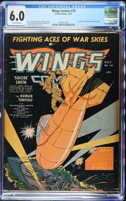Wings Comics #16 CGC 6.0 FN Golden Age Fiction House Comic 1st Captain Wings - Image 1 of 2