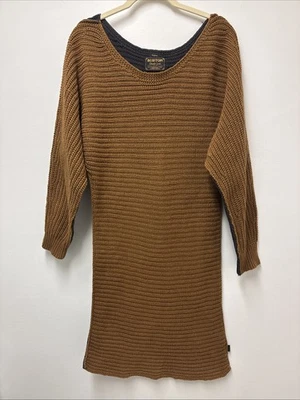 Vestido Suéter Burton Para Mujer M Mini Acogedor Acanalado Tejido Otoño Marrón Gris Cómodo Elegante Foto 1 de 4