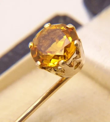 "Hermoso prendedor antiguo de oro de 14 K grande de 1,6 quilates naranja citrino de 2,5"" en caja" Foto 1 de 4