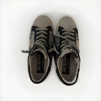 Tênis Golden Goose Hi Star glitter couro preto/camurça cano baixo 36 EUA 6 - Imagem 1 de 4