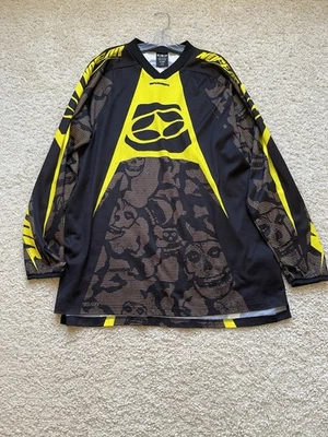 Vintage NoFear Motocross Supercross Jersey Size Small Black Yellow Skulls XXL - Image 1 of 4