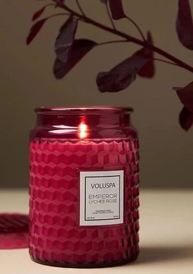 Anthropologie Voluspa Emperador Lichi Rosa Vela 18 OZ 100 Horas Quemado Nuevo Rosa Foto 1 de 4