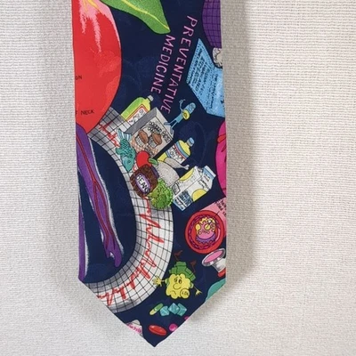 Corbata Nicole Miller vintage 100 % seda tema médico excelente Foto 1 de 4