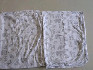 White Baby Wrap Bundle X 2 Cotton Woodland Animals Soft Sleep Swaddle Comfort - Picture 1 of 6