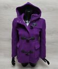Auth Burberry Brit Short Duffle Zip Purple Violet Wool Jacket Sz Us 4 Uk6 Hooded