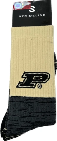 New Purdue Boilermakers Knit Crew Socks Strideline Medium Large Black Gold Cover