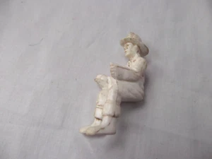 vintage SEATED FIREMAN Unpainted 3in plastic Figure - Picture 1 of 2