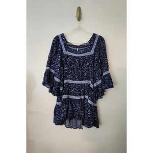 Top túnica Free People Talk About It ribete crochet retro boho fluido fiesta floral - Imagen 1 de 6