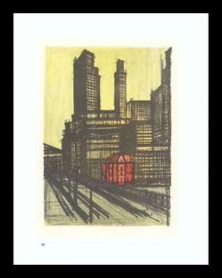 1967 Bernard Buffet Litografía 53 "Nueva York I" (Centro) Foto 1 de 2