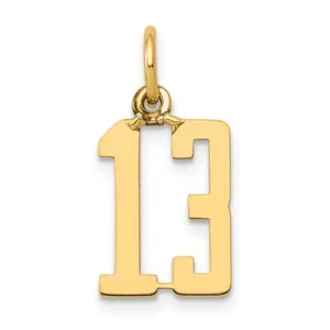 14K Gold Small Elongated Number 13 Charm - Picture 1 of 3