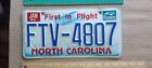 License Plate, North Carolina, Wright Bros. Plane, FTV 4807