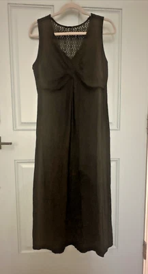 Daisy Fuentes 女式无袖长裙黑色 VNeck 前结扭转棉质 M — 第 1/4 张图片