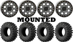 Kit 4 EFX MotoRavage XL Tires 30x10-14 on System 3 SB-7 Beadlock Gray Wheels TER - Picture 1 of 5