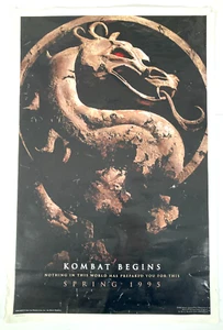 Vintage 1995 Mortal Kombat Coming Soon Movie Poster Double Sided 27x40 Original - Picture 1 of 14