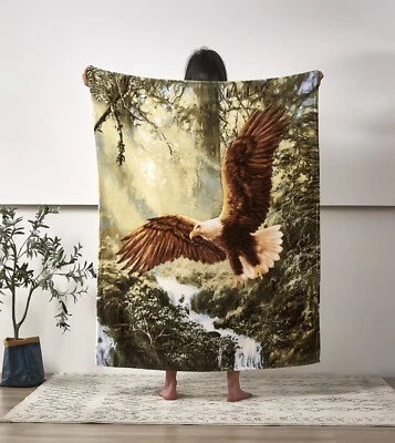 Regal Comfort - Eagle's Flight - Faux Fur Printed Throw Blanket 50"x60" - Image 1 of 4