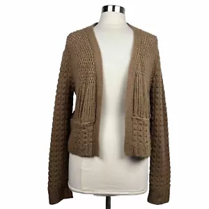 Rachel Comey Cardigan L Womens Tan Baby Alpaca Knit Open Front Short Sweater - Picture 1 of 9