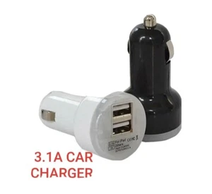 USAMS Car Charger Dual USB Port 3.1Amp Universal Car Lighter Charger Adaptor - Picture 1 of 3
