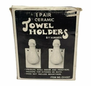 Vintage Himark 1 Paar Keramik Handtuchhalter reines Porzellan ungewöhnliche Wanddekoration - Bild 1 von 6