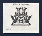 Ca. 1820 Lüttwitz Luettwitz Wappen Adel Coat Of Arms Kupferstich Antique Print