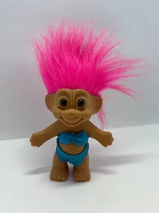 Vintage Russ Troll Doll Pink Hair Two Piece Swim Bathing Suit Blue Bikini - Picture 1 of 6