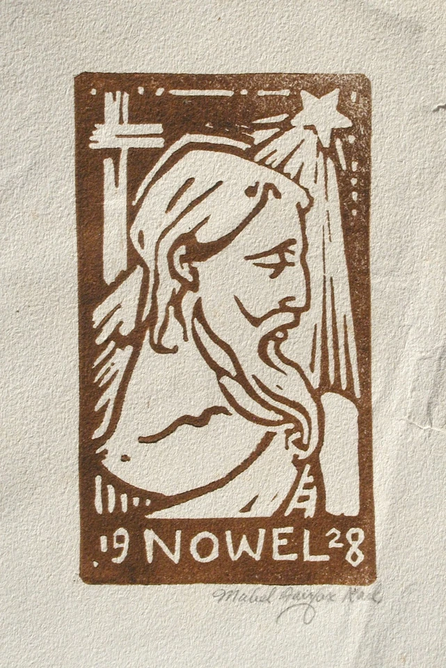 梅布尔·费尔法克斯·卡尔签名圣诞问候版画德克萨斯/加州艺术家 — 第 1/1 张图片