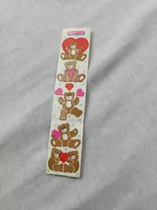 Vintage 1980’s Toots Cardesign Sticker Strip Heart Teddies Valentine's Bears - Picture 1 of 2