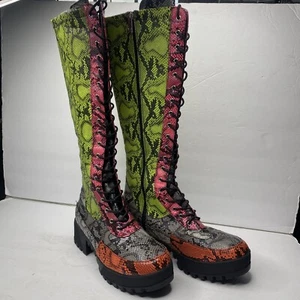 Cape Robbin Eliza Multicolor Combat Boots Snakeskin Platform Women's Sz 9 - Picture 1 of 7