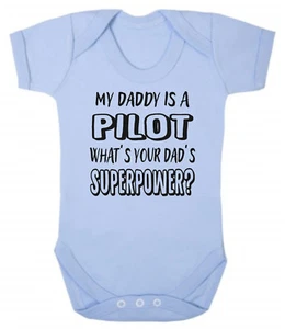 Mein Vater ist Pilot Was ist deine Superkraft? Baby Body blau oder rosa - Bild 1 von 2