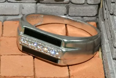 Anillo Raro Ucrania Antiguo Ruso PLATA DE LEY 925 Talla 11.5 PARA HOMBRES Ónix Negro Regalo Foto 1 de 4