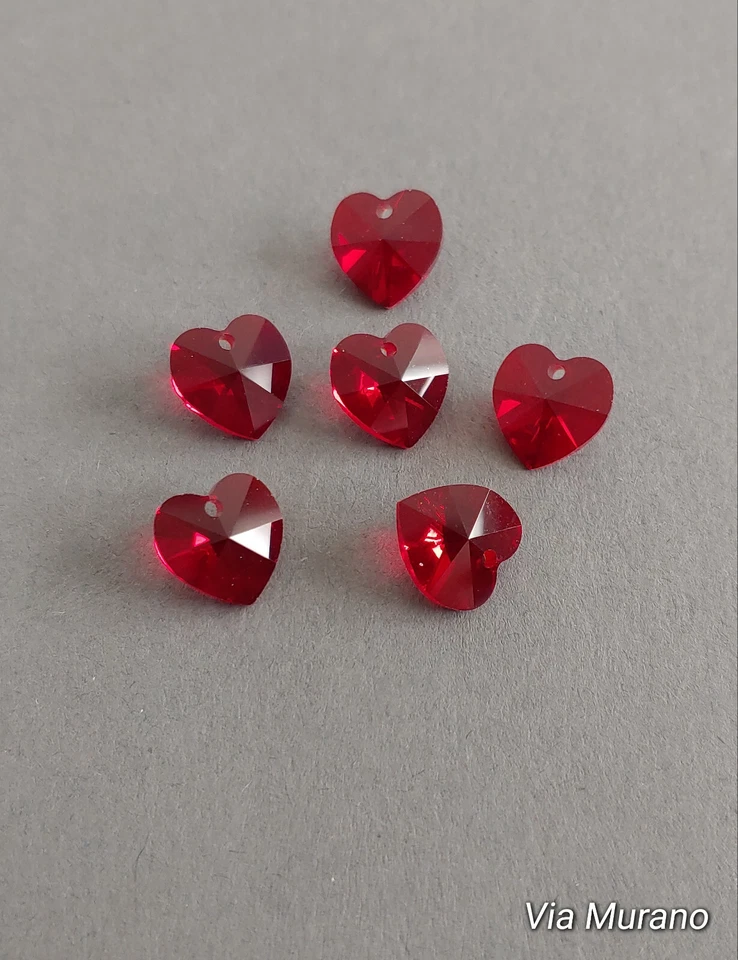 Authentic Swarovski 6202 Faceted 10mm Heart Pendant Siam Non AB (Pk 6) - Image 1 of 1
