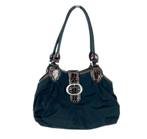 Brighton Shoulder Bag Women's Black Nylon Animal Print Lining Double Strap - Picture 1 of 19