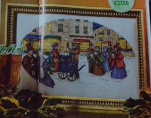 Gráfico de punto de cruz solamente - Muestreador nostálgico victoriano de escena callejera de Navidad - Imagen 1 de 1