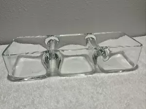 Vintage Krosno Poland Art Glass Clear Rectangular Divided Olive/Candy/Nut/Relish - Picture 1 of 4