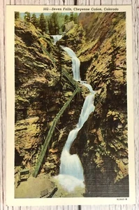 Cheyenne Canon Colorado Seven Falls Stairs ~ Vintage CO Postcard - Picture 1 of 2