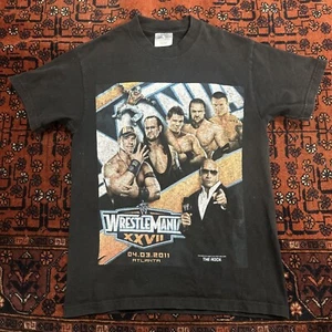WWE Wrestlemania XXVII Mens T Shirt Small Atlanta Triple H Undertaker Rock Cena - Picture 1 of 8