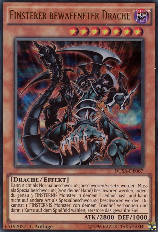 YU-GI-OH, FINSTERER BEWAFFNETER DRACHE, UR, DUSA-DE067, 1. Auflage, TOP - Bild 1 von 1